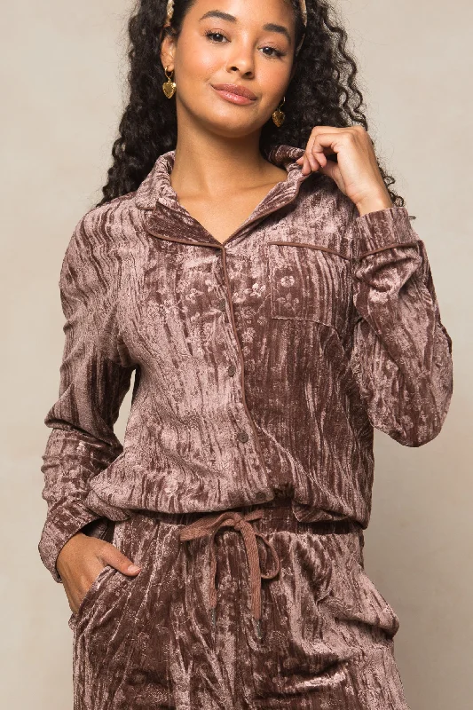 Kali Velvet Blouse in Plum