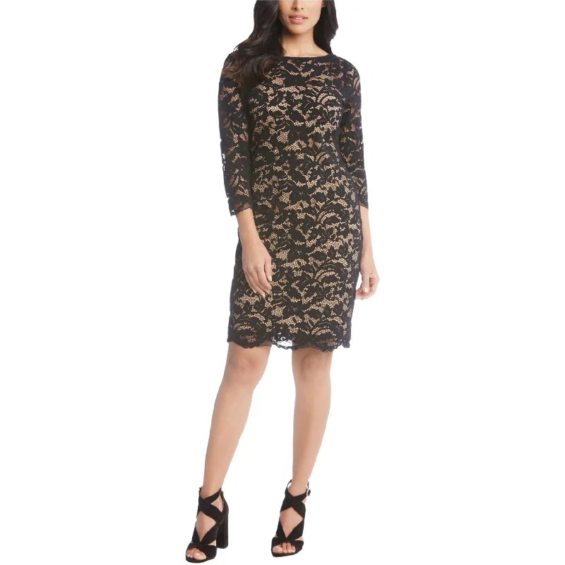 Karen Kane Womens Lace Sheath Dress, Black, Medium