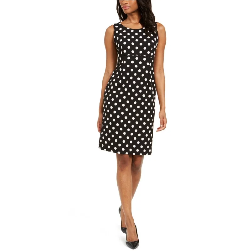 Kasper Womens Polka Dot Crepe A-line Dress, Black, 18