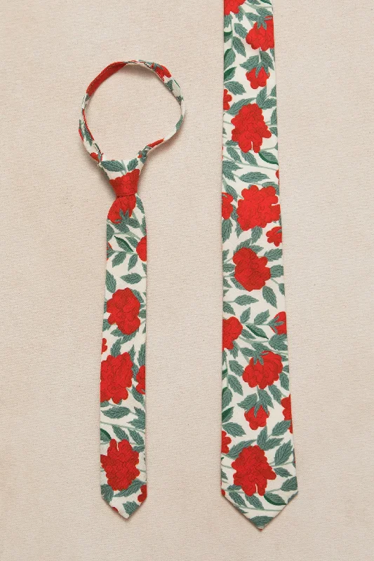 Ties in Roselyn Red Floral