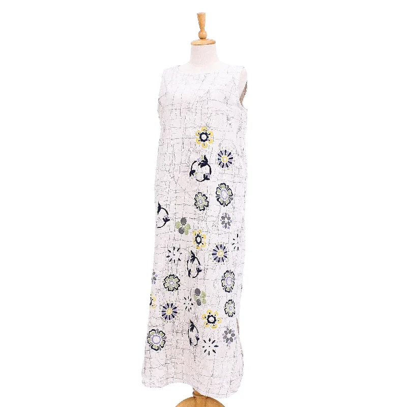 Novica Handmade Tender Growth Batik Cotton Shift Dress