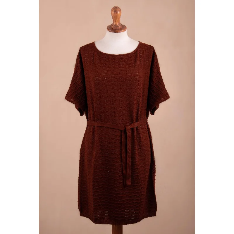 Novica Handmade Thalu In Russet Red Cotton Dress