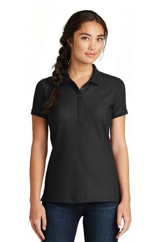 New Era Womens Venue Home Plate Moisture Wicking Short Sleeve Polo Shirt - Black - Closeout