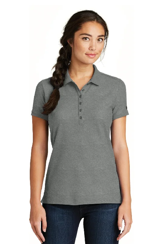 New Era Womens Venue Home Plate Moisture Wicking Short Sleeve Polo Shirt - Heather Graphite Grey - Closeout