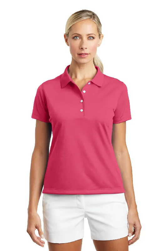 Nike Womens Tech Basic Dri-Fit Moisture Wicking Short Sleeve Polo Shirt - Flamingo Pink