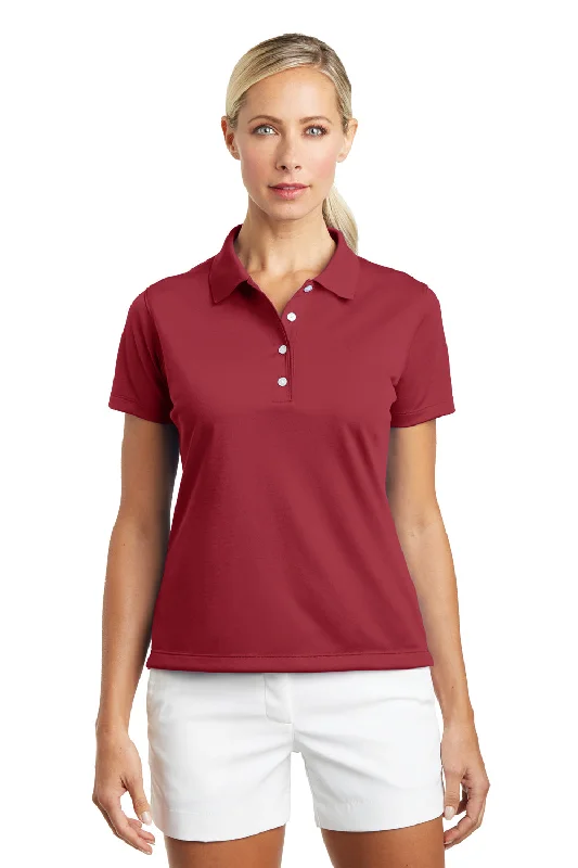 Nike Womens Tech Basic Dri-Fit Moisture Wicking Short Sleeve Polo Shirt - Pro Red