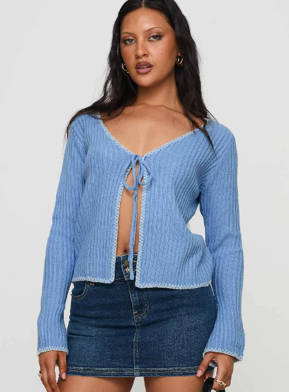 Jaimee Tie Up Knit Top Blue