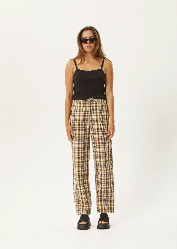 AFENDS Womens Check Out Shelby - Pants - Moonbeam Check