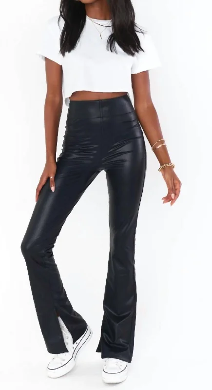 Nashville Pull On Flare Pants In Black Faux Leather