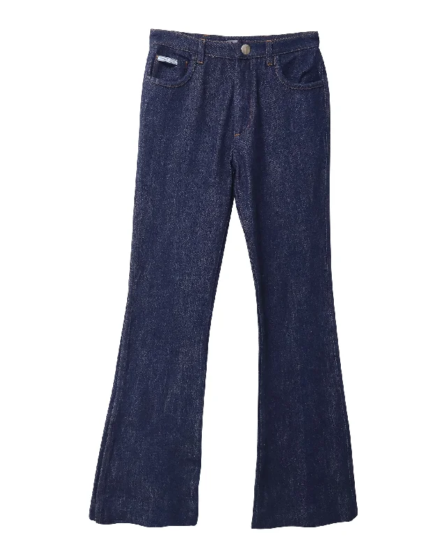 Prada Flared Denim Jeans in Dark Blue Cotton