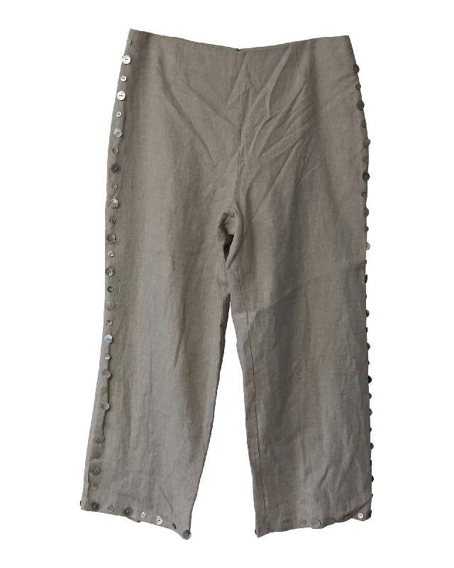 Staud Ravella Pants with Button Details in Beige Linen