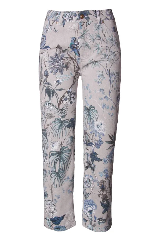 Women's Leyle Denim Pants In Blue Graphical