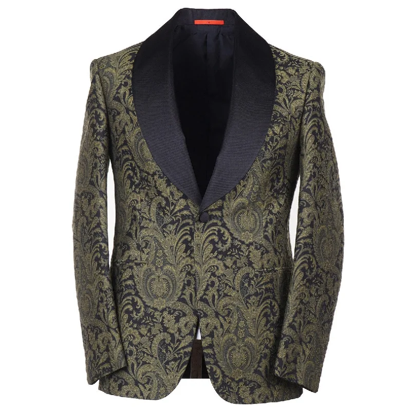 Isaia Slim-Fit Paisley Brocade Smoking Jacket